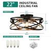 imageYITAHOME Caged Ceiling Fans with Lights Remote Control 22 Bladeless Low Profile Ceiling Fan 6 Speeds Flush Mount Enclosed Ceiling Fans with Reversible Motor Matte Black Gold 4 E26 Bulb IncludeBlack  Gold
