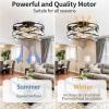 imageYITAHOME Caged Ceiling Fans with Lights Remote Control 22 Bladeless Low Profile Ceiling Fan 6 Speeds Flush Mount Enclosed Ceiling Fans with Reversible Motor Matte Black Gold 4 E26 Bulb IncludeBlack  Gold