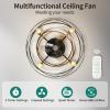 imageYITAHOME Caged Ceiling Fans with Lights Remote Control 22 Bladeless Low Profile Ceiling Fan 6 Speeds Flush Mount Enclosed Ceiling Fans with Reversible Motor Matte Black Gold 4 E26 Bulb IncludeBlack  Gold