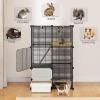 imageYITAHOME Cat Cage Indoor Cat Enclosures DIY Cat Playpen Metal Kennel with Extra Large Hammock for 12 Cats Ferret Chinchilla Rabbit Small Animals280L x 140W x 410H
