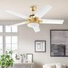 imageYITAHOME Ceiling Fan with Light and Wall Switch Remote 52 Inch Modern Black Fan Quiet Reversible Motor Dimmable LED 3Color Memory Function for Bedroom Living RoomWhite  Gold
