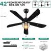 imageYITAHOME Ceiling Fans with Lights Unique Designs for Glass Lampshade and Fan Blades 42 Inch Modern Ceiling Fan 6 Speeds Reversible Quiet DC Motor Fan for Living Room Dining Room Bedroom Black