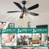 imageYITAHOME Ceiling Fans with Lights Unique Designs for Glass Lampshade and Fan Blades 42 Inch Modern Ceiling Fan 6 Speeds Reversible Quiet DC Motor Fan for Living Room Dining Room Bedroom Black