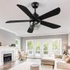 imageYITAHOME Ceiling Fans with Lights Unique Designs for Glass Lampshade and Fan Blades 42 Inch Modern Ceiling Fan 6 Speeds Reversible Quiet DC Motor Fan for Living Room Dining Room Bedroom Black