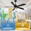 imageYITAHOME Ceiling Fans with Lights Unique Designs for Glass Lampshade and Fan Blades 52 Inch Black Ceiling Fan 6 Speeds Reversible Quiet DC Motor Fan for Living Room Dining Room Bedroom BlackBlack