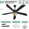 imageYITAHOME Ceiling Fans with Lights Unique Designs for Glass Lampshade and Fan Blades 52 Inch Black Ceiling Fan 6 Speeds Reversible Quiet DC Motor Fan for Living Room Dining Room Bedroom BlackBlack