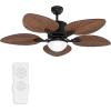 imageYITAHOME Ceiling Fans with Lights and Remote Control 44 Inch Palm Reversible Ceiling Fan with Memory Function Reversible Quiet Motor for Living Room Bedroom GreyWalnut