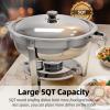 imageYITAHOME Chafing Dishes for Buffet 5QT Round Chafing Dishes for Buffet with Lid ampamp Lid Holder Stainless Steel Chafers and Buffet Warmers Sets for Parties Events Wedding Camping Dinner1