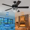 imageYITAHOME Chandelier Ceiling Fan with Remote 52 Inch Crystal Fan Light Indoor Fan Ceiling with 3 Speed Silent Reversible Motor DualSided Blades Timer Balance Kit  BlackBlack