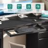 imageYITAHOME Computer Desk with 5 Drawers Executive Desk with Power Outlets 57quot Office Desk with File Cabinet Keyboard Tray for Home Office Small Spaces Steel Black ampamp WhiteBlack