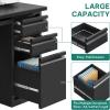 imageYITAHOME Computer Desk with 5 Drawers Executive Desk with Power Outlets 57quot Office Desk with File Cabinet Keyboard Tray for Home Office Small Spaces Steel Black ampamp WhiteBlack