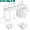 imageYITAHOME Computer Desk with Drawers 472quot Office Desk with Power Outlets ampamp LED Light Home Office Desk with Storage Shelves White ampamp OakWhite