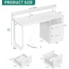 imageYITAHOME Computer Desk with Drawers 472quot Office Desk with Power Outlets ampamp LED Light Home Office Desk with Storage Shelves White ampamp OakWhite