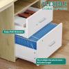 imageYITAHOME Computer Desk with Drawers 472quot Office Desk with Power Outlets ampamp LED Light Home Office Desk with Storage Shelves White ampamp OakWhite  Oak