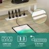 imageYITAHOME Computer Desk with Drawers 472quot Office Desk with Power Outlets ampamp LED Light Home Office Desk with Storage Shelves White ampamp OakWhite  Oak