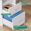imageYITAHOME Computer Desk with Drawers 472quot Office Desk with Power Outlets ampamp LED Light Home Office Desk with Storage Shelves White ampamp OakWhite
