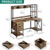 imageYITAHOME Computer Desk with Hutch ampamp Drawers 59quot Office Desk with Power Outlets Gaming Desk with LED Lights and Storage Shelves GreyRustic Brown