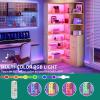 imageYITAHOME Corner Bookshelf with Storage Farmhouse 6Tier Bookshelf with Drawers and Cabinets LShaped Bookcase LED Lights Corner Display Shelf for Home Office Living Room BedroomNatural Oak