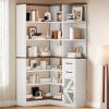 imageYITAHOME Corner Bookshelf with Storage Farmhouse 6Tier Bookshelf with Drawers and Cabinets LShaped Bookcase LED Lights Corner Display Shelf for Home Office Living Room BedroomWhite