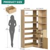 imageYITAHOME Corner Bookshelf with Storage Farmhouse 6Tier Bookshelf with Drawers and Cabinets LShaped Bookcase LED Lights Corner Display Shelf for Home Office Living Room BedroomNatural Oak