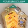 imageYITAHOME Corner Bookshelf with Storage Farmhouse 6Tier Bookshelf with Drawers and Cabinets LShaped Bookcase LED Lights Corner Display Shelf for Home Office Living Room BedroomNatural Oak