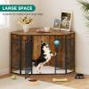 imageYITAHOME Corner Dog Crate Furniture 437 inch Wooden Dog Crate End Table with Metal Mesh Dog Kennel Furniture for Small Medium Dogs BrownRustic Brown