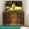 imageYITAHOME Corner Dog Crate Furniture 437 inch Wooden Dog Crate End Table with Metal Mesh Dog Kennel Furniture for Small Medium Dogs BrownRustic Brown