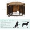 imageYITAHOME Corner Dog Crate Furniture 437 inch Wooden Dog Crate End Table with Metal Mesh Dog Kennel Furniture for Small Medium Dogs BrownRustic Brown