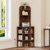 imageYITAHOME Corner Shelf with USB Ports ampamp Outlets Industrial Corner Storage Cabinet Rack Charging Station Wooden Display Bookshelf Bookcase for Living Room Bedroom Dining Room Kitchen BlackRustic Brown