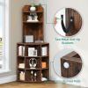 imageYITAHOME Corner Shelf with USB Ports ampamp Outlets Industrial Corner Storage Cabinet Rack Charging Station Wooden Display Bookshelf Bookcase for Living Room Bedroom Dining Room Kitchen BlackRustic Brown