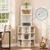 imageYITAHOME Corner Shelf with USB Ports ampamp Outlets Industrial Corner Storage Cabinet Rack Charging Station Wooden Display Bookshelf Bookcase for Living Room Bedroom Dining Room Kitchen BlackWhite