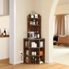 imageYITAHOME Corner Shelf with USB Ports ampamp Outlets Industrial Corner Storage Cabinet Rack Charging Station Wooden Display Bookshelf Bookcase for Living Room Bedroom Dining Room Kitchen BlackRustic Brown