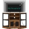 imageYITAHOME Corner TV Stand for 5550 Inch TV Farmhouse TV Stand for Living Room Entertainment Center with Storage ampamp Power Outlet TV Console Cabinet for Living Room Grey Wash ampamp Grey WhiteRetro Brown