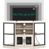 imageYITAHOME Corner TV Stand for 5550 Inch TV Farmhouse TV Stand for Living Room Entertainment Center with Storage ampamp Power Outlet TV Console Cabinet for Living Room Grey Wash ampamp Grey WhiteWhite Oak