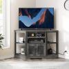 imageYITAHOME Corner TV Stand for 5550 Inch TV Farmhouse TV Stand for Living Room Entertainment Center with Storage ampamp Power Outlet TV Console Cabinet for Living Room Grey Wash ampamp Grey WhiteGrey Oak