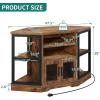 imageYITAHOME Corner TV Stand for 5550 Inch TV Farmhouse TV Stand for Living Room Entertainment Center with Storage ampamp Power Outlet TV Console Cabinet for Living Room Grey Wash ampamp Grey WhiteRetro Brown
