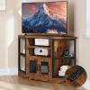 imageYITAHOME Corner TV Stand for 5550 Inch TV Farmhouse TV Stand for Living Room Entertainment Center with Storage ampamp Power Outlet TV Console Cabinet for Living Room Grey Wash ampamp Grey WhiteRetro Brown