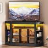 imageYITAHOME Corner TV Stand for 5550 Inch TV Farmhouse TV Stand for Living Room Entertainment Center with Storage ampamp Power Outlet TV Console Cabinet for Living Room Grey Wash ampamp Grey WhiteBlack Carbon Fiber