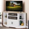 imageYITAHOME Corner TV Stand for 5550 Inch TV Farmhouse TV Stand for Living Room Entertainment Center with Storage ampamp Power Outlet TV Console Cabinet for Living Room Grey Wash ampamp Grey WhiteGrey Wash  Grey White