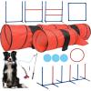 imageYITAHOME Dog Agility Equipments Includes Flirt Pole 3 Flying Discs 2 Agility Tunnel 3 Jumps 6 Weave Poles Pause Box Agility Course Set for Backyard Indoor Outdoor2 Tunnels