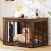 imageYITAHOME Dog Crate Furniture for Large Dogs Side End Table Modern Dogs Kennel Indoor up to 80 lb 2in1 IronWood Fusion Dog Cage with Waterproof Top Safety Corners Steel Lock43quot LRustic Brown