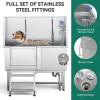 imageYITAHOME Dog Grooming Bathtub Professional Stainless Steel 304 Dog Bathing Station wRight Ramp Faucet Floor Grate 50in Pet Washing Station for Large Medium Small PetsLeft Door wStairs