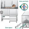 imageYITAHOME Dog Grooming Bathtub Professional Stainless Steel 304 Dog Bathing Station wRight Ramp Faucet Floor Grate 50in Pet Washing Station for Large Medium Small PetsRight Door wStairs