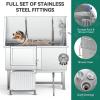 imageYITAHOME Dog Grooming Bathtub Professional Stainless Steel 304 Dog Bathing Station wRight Ramp Faucet Floor Grate 50in Pet Washing Station for Large Medium Small PetsLeft Door Ramp