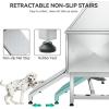 imageYITAHOME Dog Grooming Bathtub Professional Stainless Steel 304 Dog Bathing Station wRight Ramp Faucet Floor Grate 50in Pet Washing Station for Large Medium Small PetsRight Door wRamp