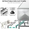 imageYITAHOME Dog Grooming Bathtub Professional Stainless Steel 304 Dog Bathing Station wRight Ramp Faucet Floor Grate 50in Pet Washing Station for Large Medium Small PetsLeft Door wStairs