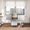 imageYITAHOME Dog Grooming Bathtub Professional Stainless Steel 304 Dog Bathing Station wRight Ramp Faucet Floor Grate 50in Pet Washing Station for Large Medium Small PetsLeft Door Ramp