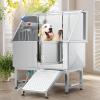 imageYITAHOME Dog Grooming Bathtub Professional Stainless Steel 304 Dog Bathing Station wRight Ramp Faucet Floor Grate 50in Pet Washing Station for Large Medium Small PetsRight Door wRamp