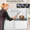 imageYITAHOME Dog Grooming Bathtub Professional Stainless Steel 304 Dog Bathing Station wRight Ramp Faucet Floor Grate 50in Pet Washing Station for Large Medium Small PetsLeft Stairs