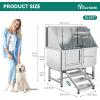 imageYITAHOME Dog Grooming Bathtub Professional Stainless Steel 304 Dog Bathing Station wRight Ramp Faucet Floor Grate 50in Pet Washing Station for Large Medium Small PetsLeft Door wStairs